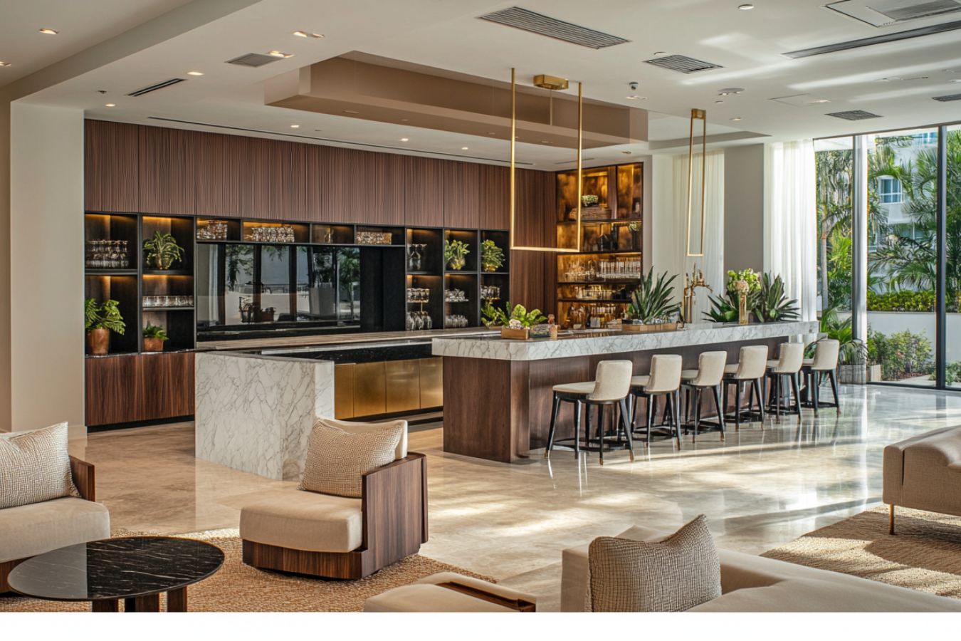 Ziggurat Corporate Project - Luxury corporate kitchen and break room with large stone island - AiSpaces.jpg